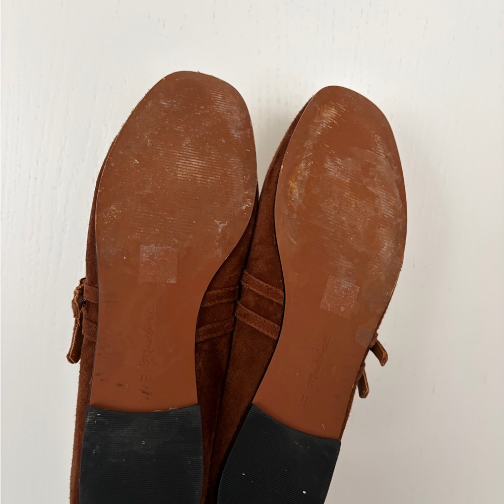 Madewell Brown Suede Flats with Bow Detail - Picture 3 of 4